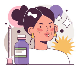 Woman with facial injections. Plastic surgery or beauty treatment