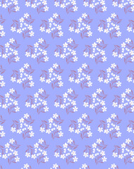 Cute delicate spring floral fabric print pattern in vintage style Light blue background