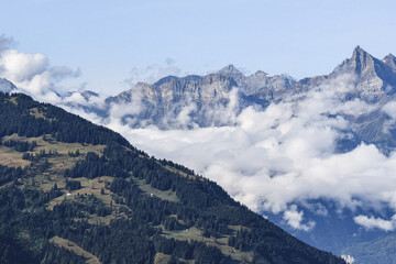 View over the mountains in Gryon, Switzerland