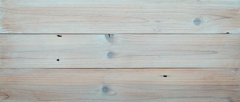 High key wood plank texture long background. Cool tone wood plank desktop background.