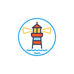 Lighthouse with Waves vector concept colored circle-shaped icon