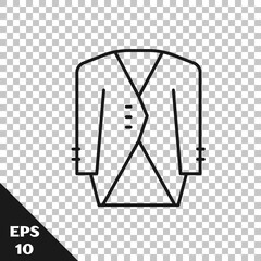 Black line Suit icon isolated on transparent background. Tuxedo. Wedding suits with necktie. Vector
