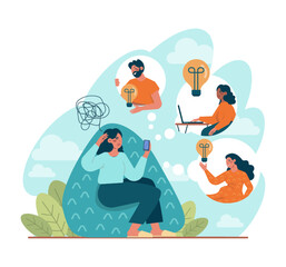 Advice concept. Character or employee giving or taking a piece of advice