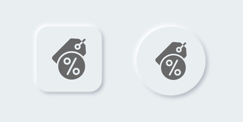 Discount solid icon in neomorphic design style. Percentage signs vector illustration.