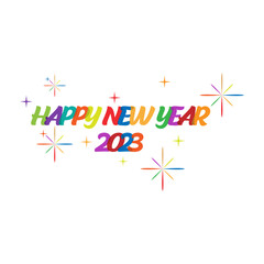 Happy new year greeting card design with festive fireworks explosionson dark background. holyday vector illustrations