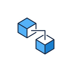 Two Connected Blocks modern icon. Blockchain Technology vector symbol