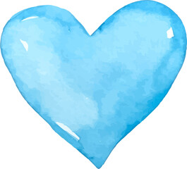 Blue watercolor heart shape