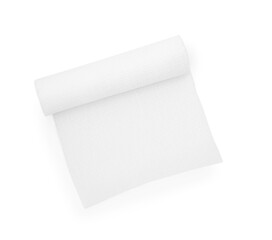 Medical gauze bandage isolated on white, top view