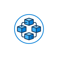 Fototapeta premium Block-Chain in circle vector blue icon. Blockchain Crypto round symbol
