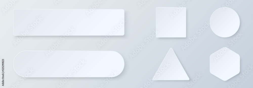 Poster white 3d blank buttons set with shadow. template design for banner, web or mobile app, ui. various t