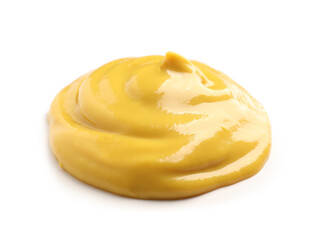Delicious mustard isolated on white. Spicy sauce