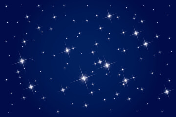 Vector background blue night sky with white stars