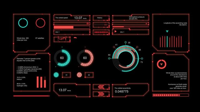 Futuristic HUD panel positioning and targeting motion element
