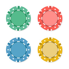 Casino chips for poker or roulette. Elements to design logo, website or background