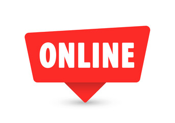 Online - Banner, Speech Bubble, Label, Sticker, Ribbon Template. Vector Stock Illustration