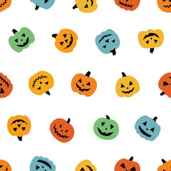 Seamless pattern pumpkin Halloween vector illustration