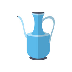 Blue kettle. Teapot with flat illustration on white background