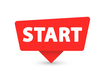 Start - Banner, Speech Bubble, Label, Sticker, Ribbon Template. Vector Stock Illustration