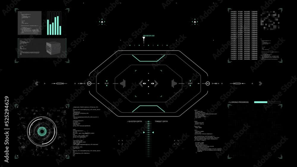 Poster futuristic hud panel positioning and targeting motion element