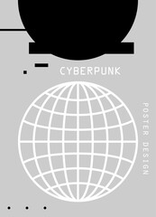 Abstract poster in cyberpunk style for your banner, flyer or business card. Modern, trendy colors, minimalism art.