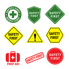 vector safety first icon in green red yellow sign illustration