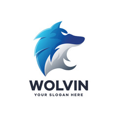 Wolf Illustration Gradient Logo Design