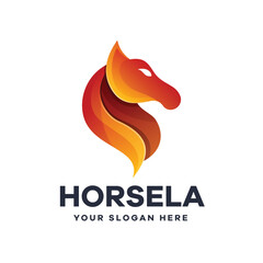 Horse Illustration Gradient Logo Design