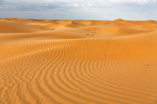 Sandy desert and blue sky