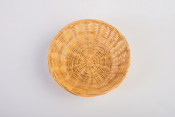 vintage weave wicker basket isolated on white background
