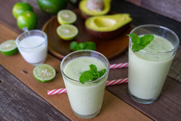 glass of fresh yogurt with fruits