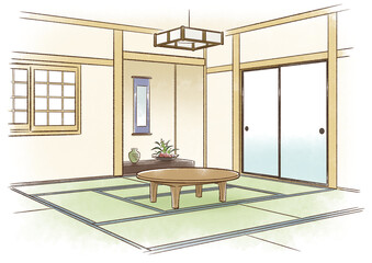 一般住宅の和室とテーブル