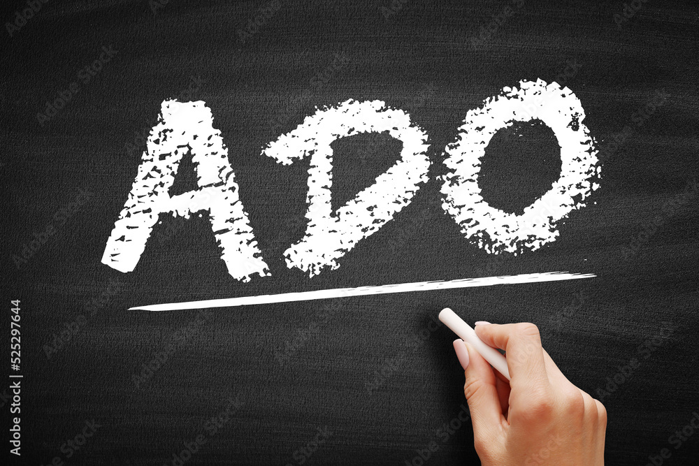 Poster ado - activex data objects acronym, technology concept on blackboard