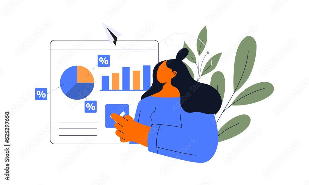 Aufkleber flat vector design statistical and data analysis for business finance investment concept. flat vecto
