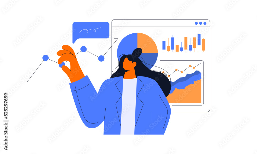 Poster flat vector design statistical and data analysis for business finance investment concept. flat vecto