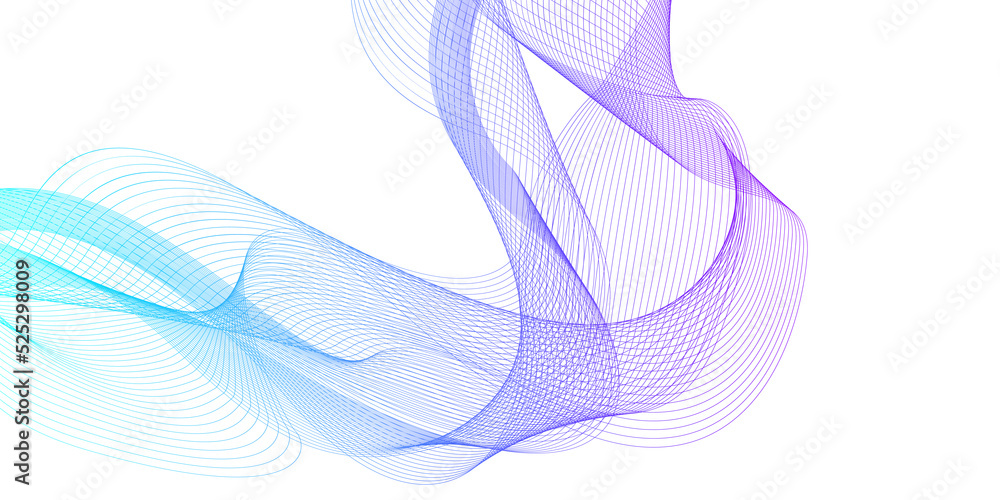 Wall mural vector wave lines flowing dynamic isolated on white background. abstract background.