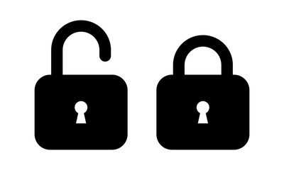 Lock and unlocked padlock icon vector in clipart style