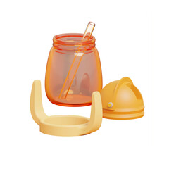 Baby water sipper bottle icon isolated  3d render illustration
