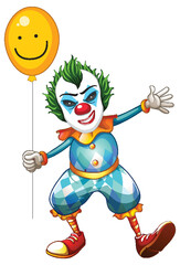 Cartoon clown holding balloon