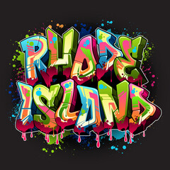 Graffiti Styled Vector Graphics Design - The State of Rhode Island