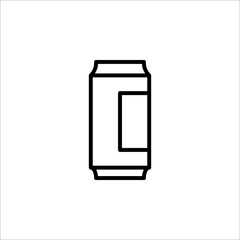 Soda can icon. Black simple illustration of aluminum bottle for carbonated drinks. Contour isolated vector image on white background