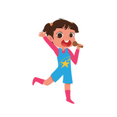 A little girl who likes to sing and perform in front of the audience.