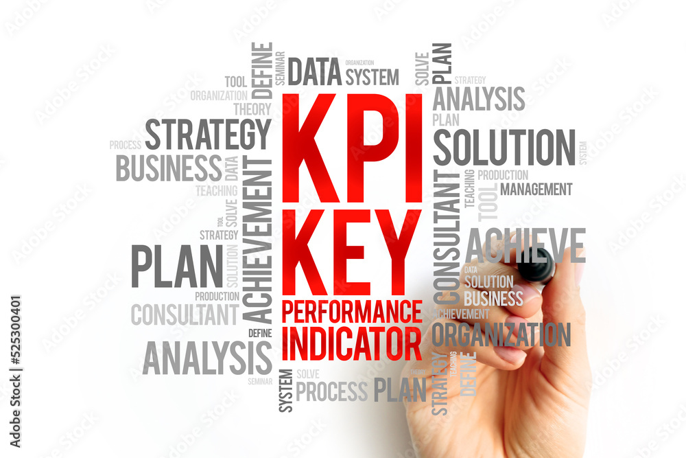 Poster kpi - key performance indicator word cloud, business concept background