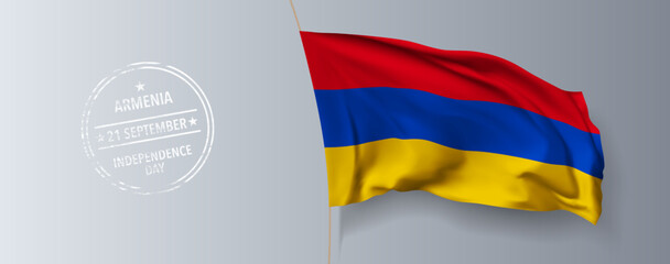 Armenia happy independence day greeting card, banner with template text vector illustration