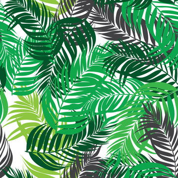 Tropical Fresh leaves a seamless repeat pattern. Editable Vector File