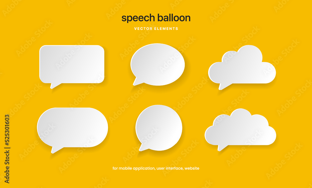 Aufkleber white blank speech bubbles, speak balloon, thinking balloon, chatting box, message box set on colorf