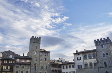 Fototapeta na wymiar Grande square in Arezzo, Tuscany, Italy