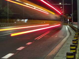 Fototapeta na wymiar Long exposure on night road