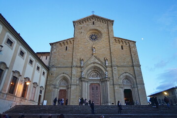 Fototapeta na wymiar Facade of the cathedral of Arezzo, Tuscany, Italy