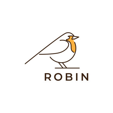 american robin bird abstract lines logo design