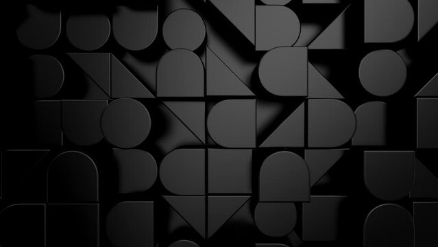 Background of Geometric Shapes. Abstract motion, loop, two color, 3d rendering, 4k resolution
